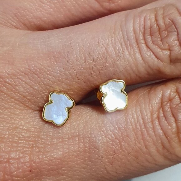Tous Bear Mother Of Pearl Stud Earrings - Picture 7 of 7